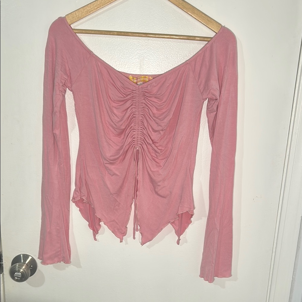 Fairy Core UP Cadence Ruched Pink Long Sleeved Blouse - Picture 2 of 5